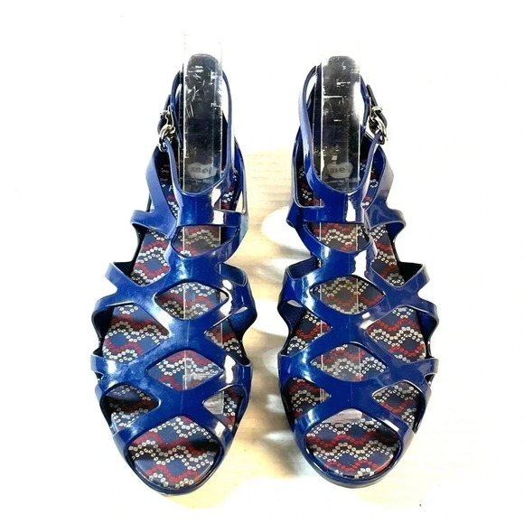 Mel Melissa x Forever 21 Dreamed Size 6 Jelly Sandals Buckle Crisscross Blue - Picture 5 of 10